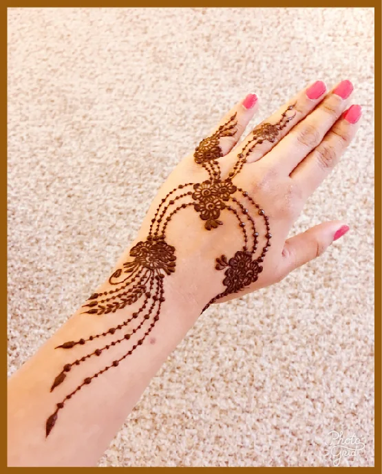 Chain Style Loop Mehndi For Khafif Back Hand